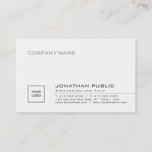 Professional Elegant Simple Company Logo Plain Business Card