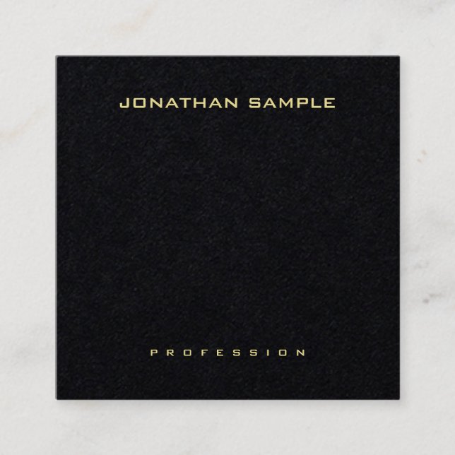 Professional Elegant Simple Design Gold Name Text Square Business Card (Front)
