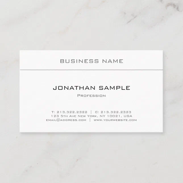 Professional Elegant Simple Design Modern Plain Business Card | Zazzle