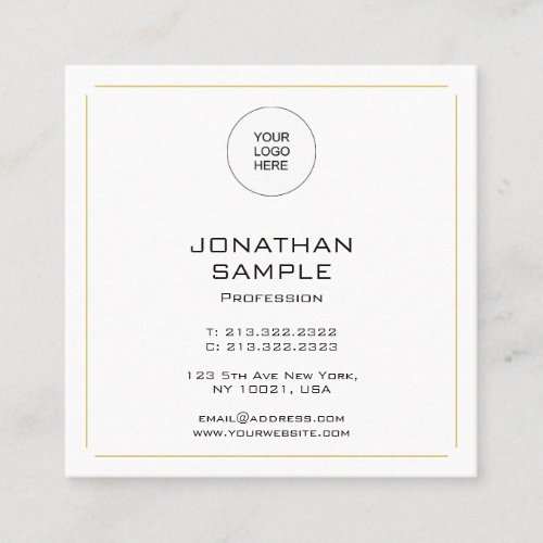 Professional Elegant Simple Gold Template Modern Square Business Card
