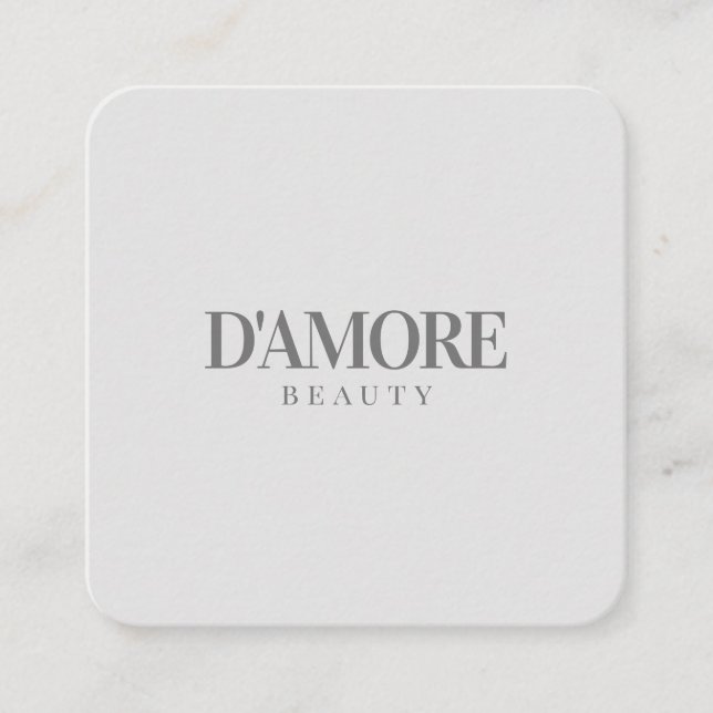 Professional Elegant Simple Minimal Gray and White Square Business Card (Front)
