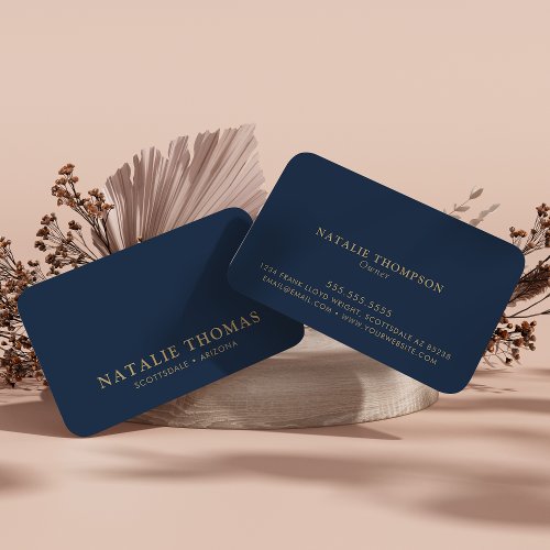 Professional Elegant Simple Minimalist Blue Gold Business Card