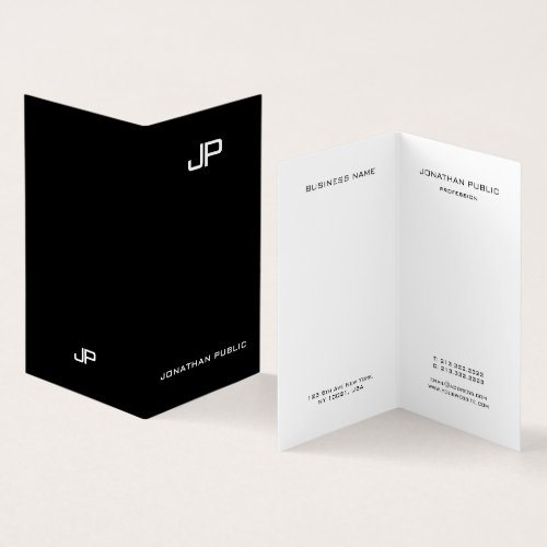 Professional Elegant Simple Modern Monogram Folded Business Card