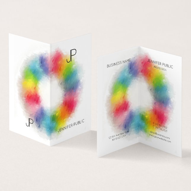 Professional Elegant Simple Modern Monogram Folded Business Card (Inside and Outside)