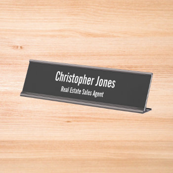 Professional Elegant Simple Office Executive Title Desk Name Plate by iCoolCreate at Zazzle