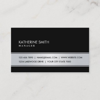 Professional Elegant Simple Plain Black And Silver Business Card by BusinessCardsProShop at Zazzle