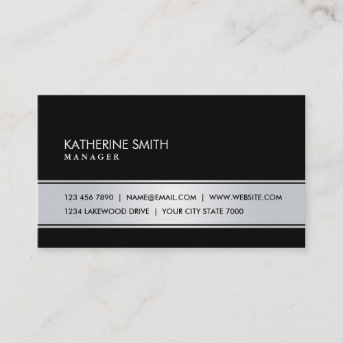 Professional Elegant Simple Plain Black and Silver Business Cards