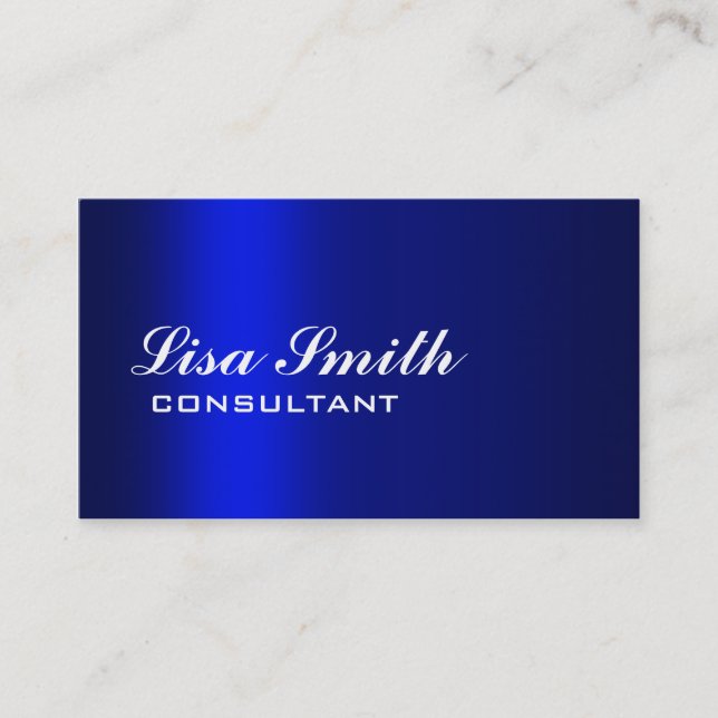Professional Elegant Simple Plain Blue Gradient Business Card (Front)