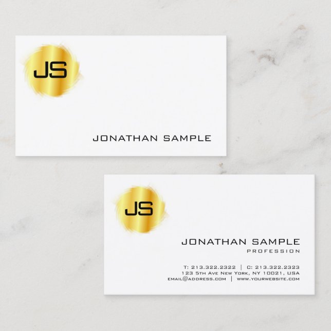 Professional Elegant Simple Template Gold Modern B Business Card (Front/Back)