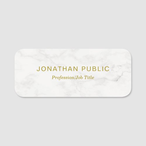 Professional Elegant Simple Template Gold Text Name Tag