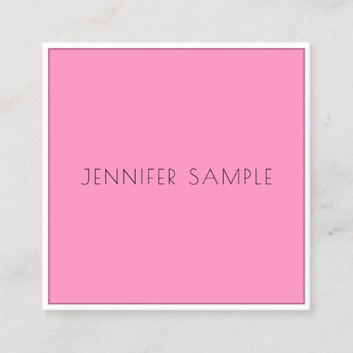 Professional Elegant Simple Template Pink Modern Square Business Card