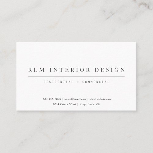 Professional Elegant Simple White Business Card