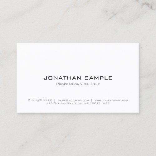 Professional Elegant Simple White Modern Template Business Card