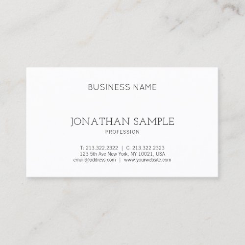 Professional Elegant Sleek Design Modern Plain Business Card