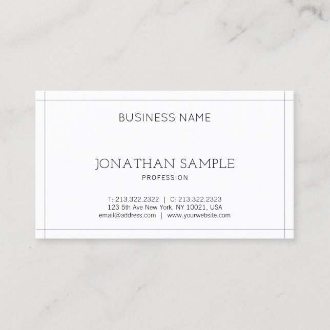 Professional Elegant Sleek Design Modern Plain Business Card (Front)