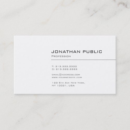 Professional Elegant Sleek Design Plain Modern Business Card