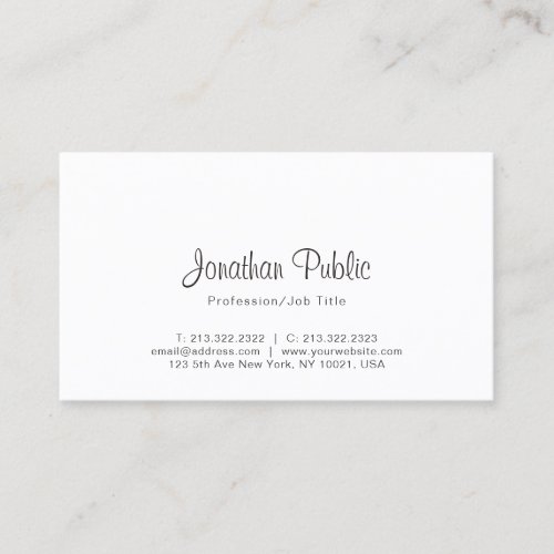 Professional Elegant Sleek Modern Minimalist Top Business Card