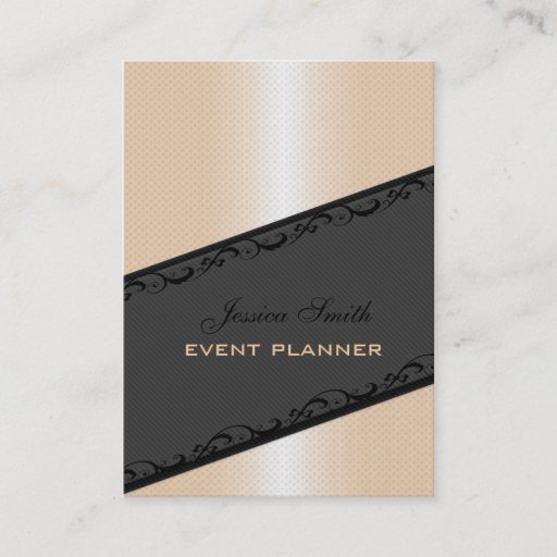 Customizable Professional elegant stripes lace champagne dots business card template