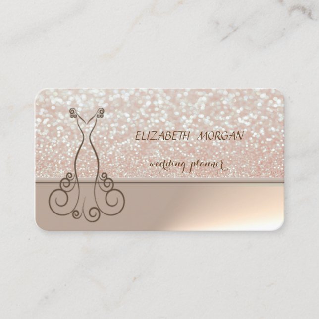Professional Elegant  Stylish Chic Glittery,Dress Business Card (Front)