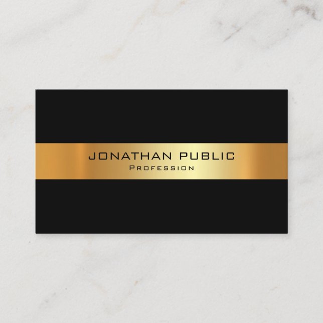 Professional Elegant Template Black And Gold Business Card (Front)