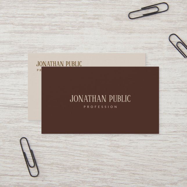 Professional Elegant Template Brown & Beige Luxury Business Card (Front/Back In Situ)