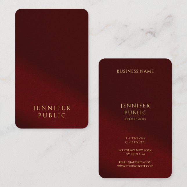 Professional Elegant Template Gold Text Luxurious Business Card (Front/Back)