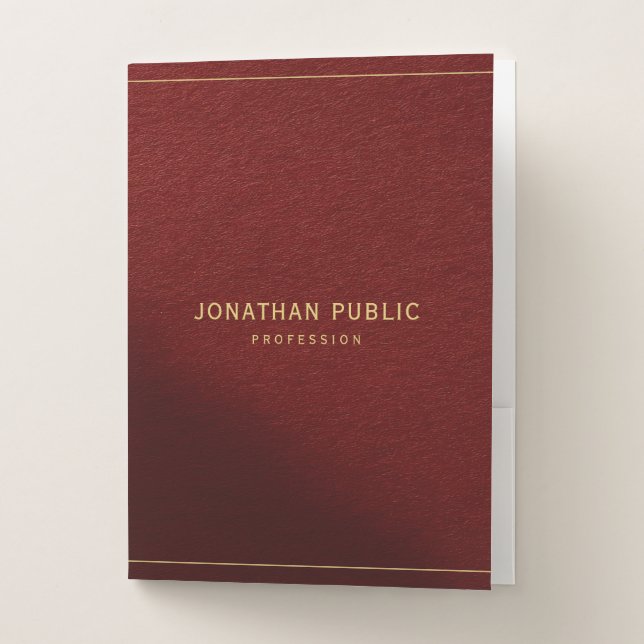 Professional Elegant Template Modern Gold Text Pocket Folder (Front)