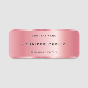 Professional Elegant Template Rose Gold Luxurious Name Tag