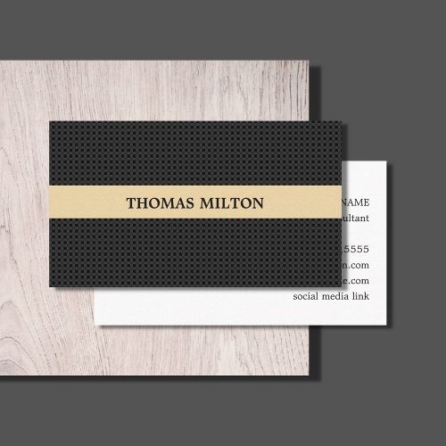 Professional Elegant Texture Black Gold Stripe Business Card