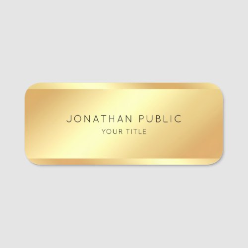 Professional Elegant Trendy Gold Template Modern Name Tag