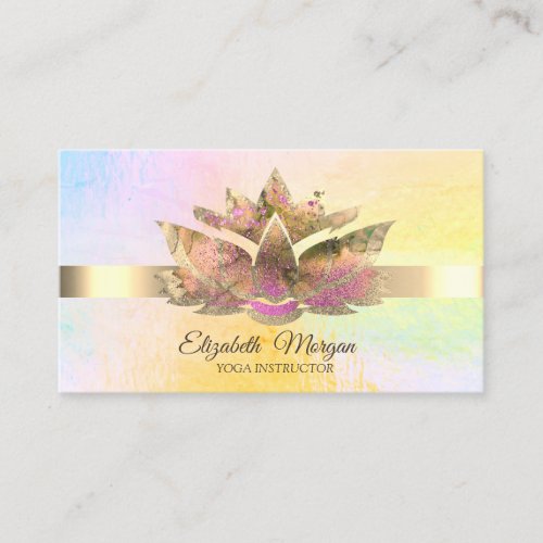 Professional Elegant Trendy HolographicGoldLotus Business Card