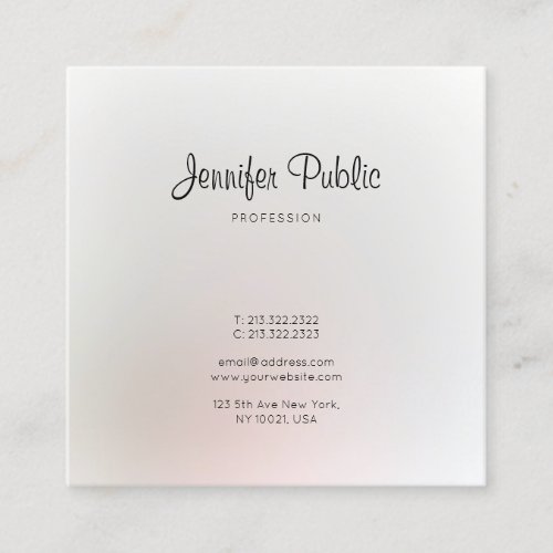 Professional Elegant Trendy Modern Stylish Plain Square Business Card