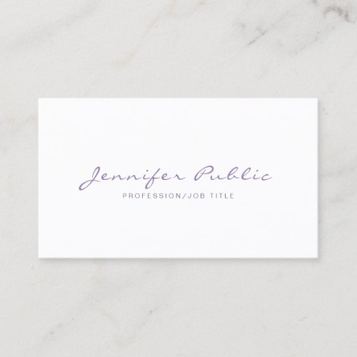 Professional Elegant Violet White Simple Plain Business Card