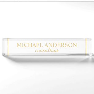 Professional Elegant White and Gold Nameplate