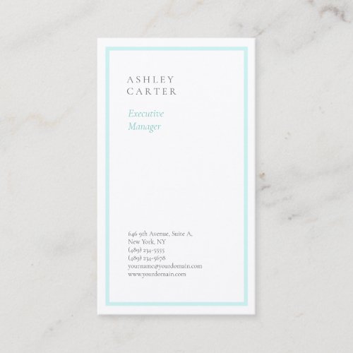 Professional elegant white blue minimalist modern business card