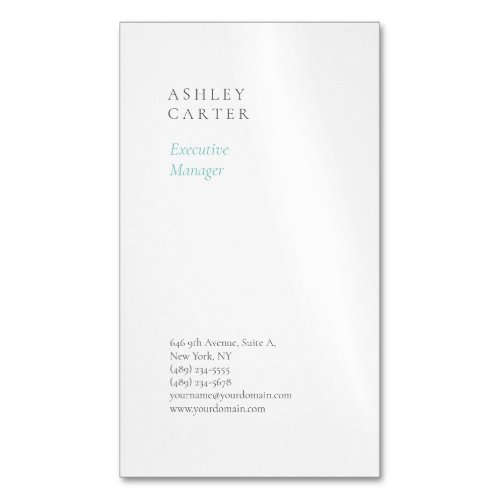 Professional elegant white blue minimalist modern business card magnet