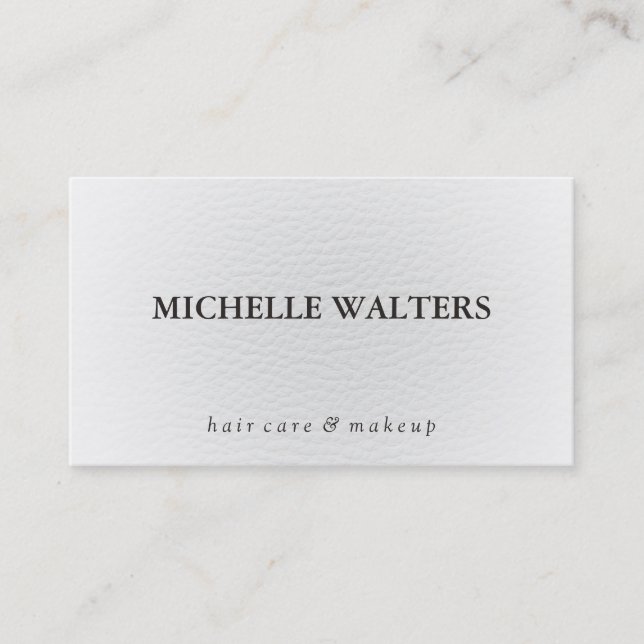 Professional Elegant White Leather Classic Text Business Card (Front)