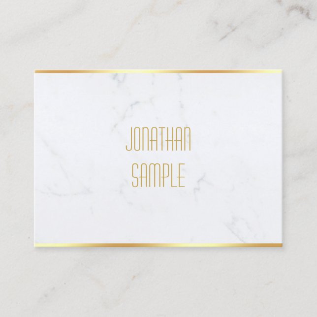 Professional Elegant White Marble Gold Template Business Card (Front)
