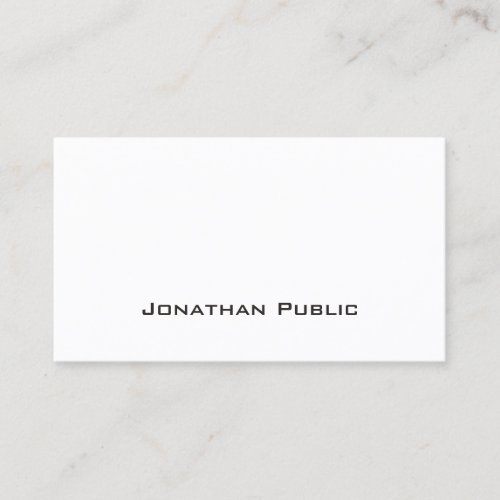 Professional Elegant White Modern Clean Plain Business Card