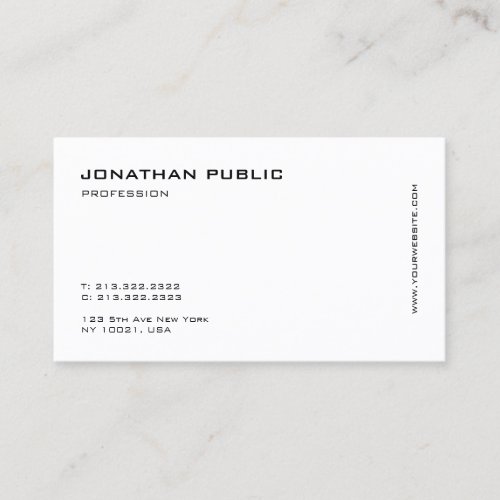 Professional Elegant White Modern Minimal Simple Business Card