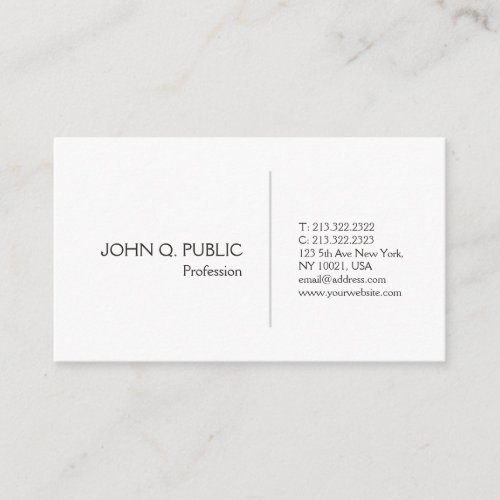 Professional Elegant White Modern Simple Business Card