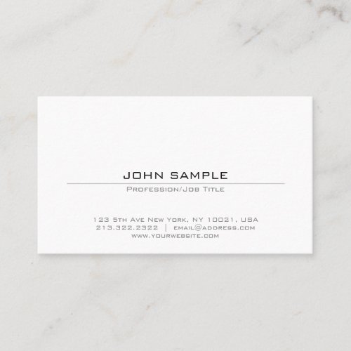 Professional Elegant White Modern Simple Chic Business Card