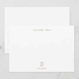 Professional Elegant White Monogram   Thank You Ca Card