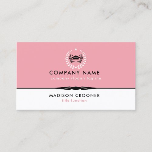 Professional Elegant White Pink Custom Logo Business Card