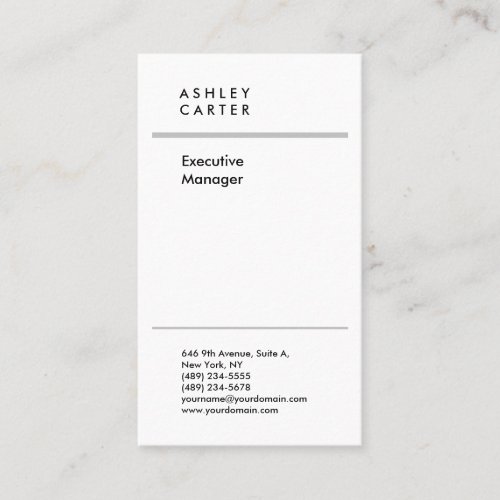 Professional elegant white plain minimalist modern business card