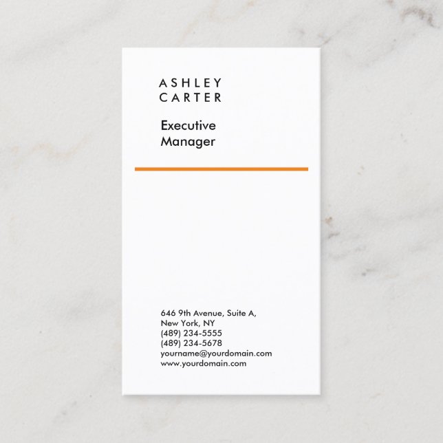 Professional elegant white plain minimalist modern business card (Front)
