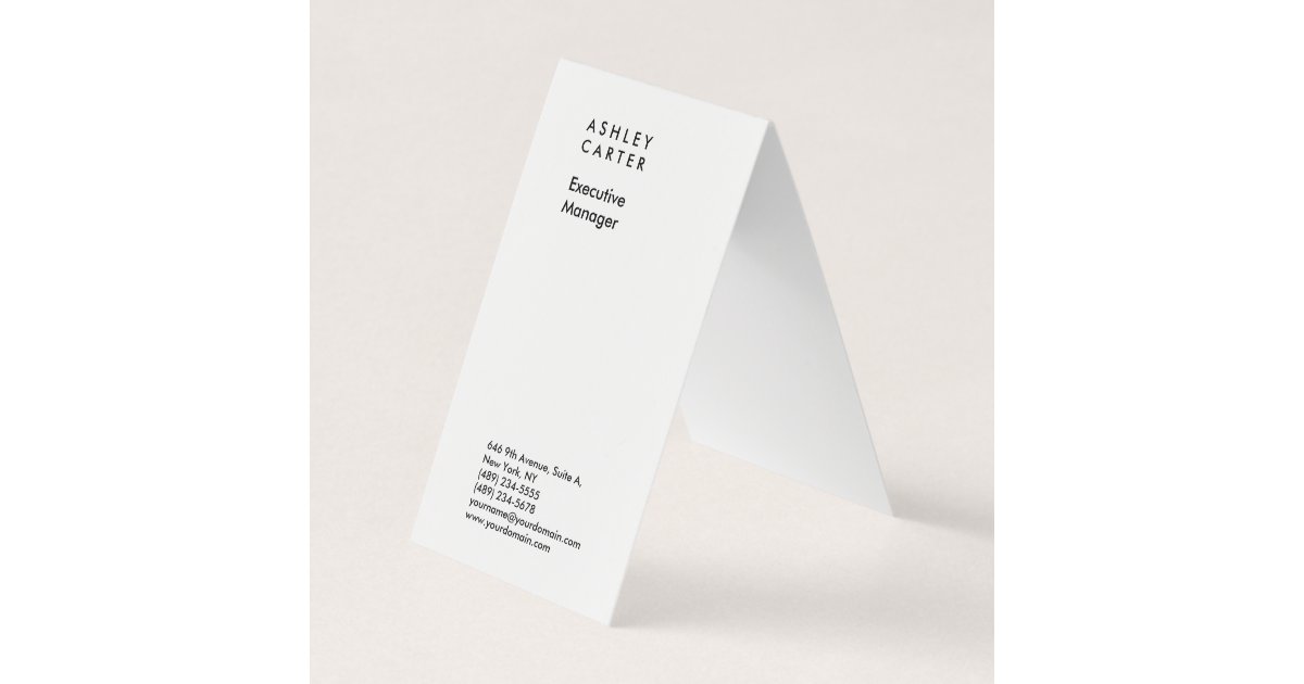Professional elegant white plain minimalist modern business card | Zazzle