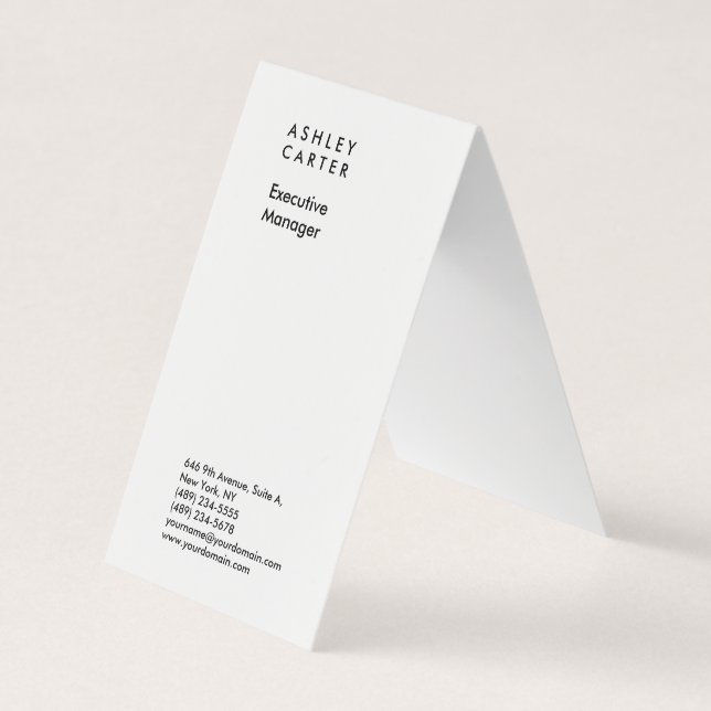 Professional elegant white plain minimalist modern business card (Front)