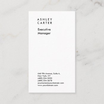 Professional Elegant White Plain Minimalist Modern Business Card by hizli_art at Zazzle