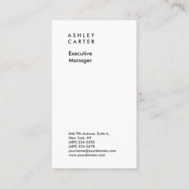 Professional elegant white plain minimalist modern business card (Front)